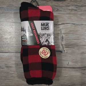 Muk Luks Heat Retainers Thermal Insulated Socks 3.0 TOG Rating Buffalo Plaid Red